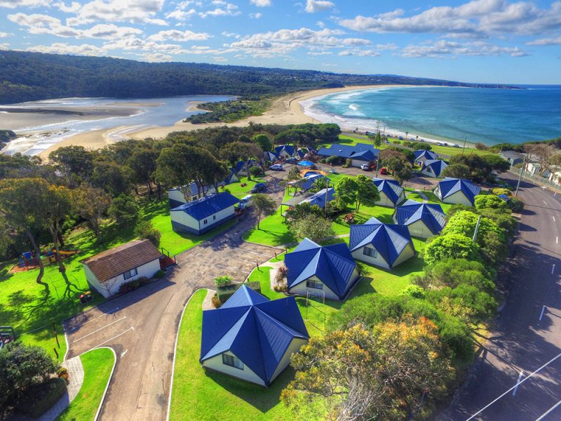 beach-cabins-merimbula-aerial